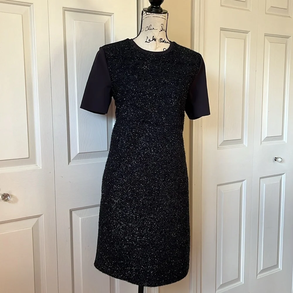 Tory Burch Navy Ponte Tinsel Sparkle Shift Dress Medium
